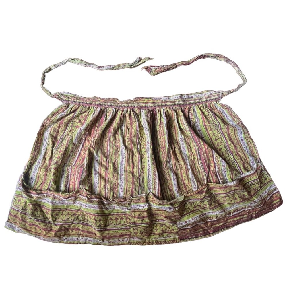 Vintage green and brown chicken egg apron